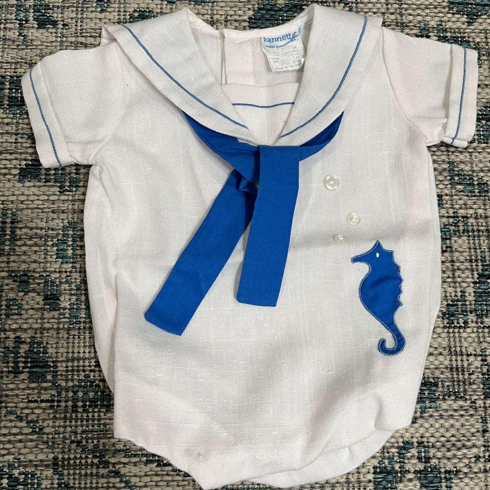 Nannette Nautical Linen Romper sz0-3MO